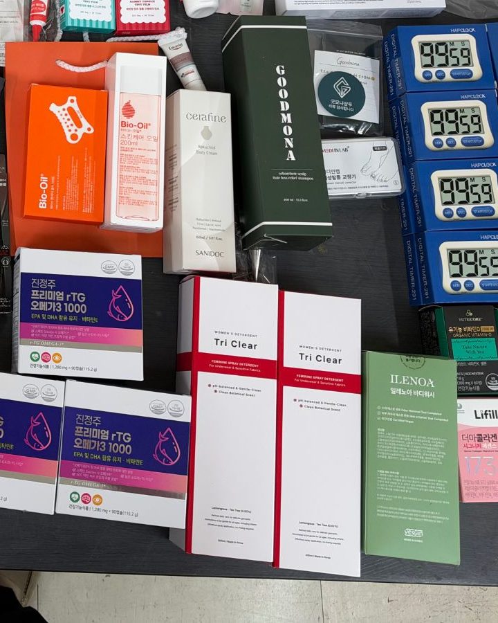 Part of the 40 deliveries laid out on the warehouse table after unpacking