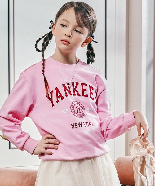MLB Kids Varsity Sweatshirt NY Pink from Musinsa