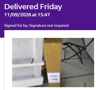 FedEx tracking showing the parcel delivered and left at the door